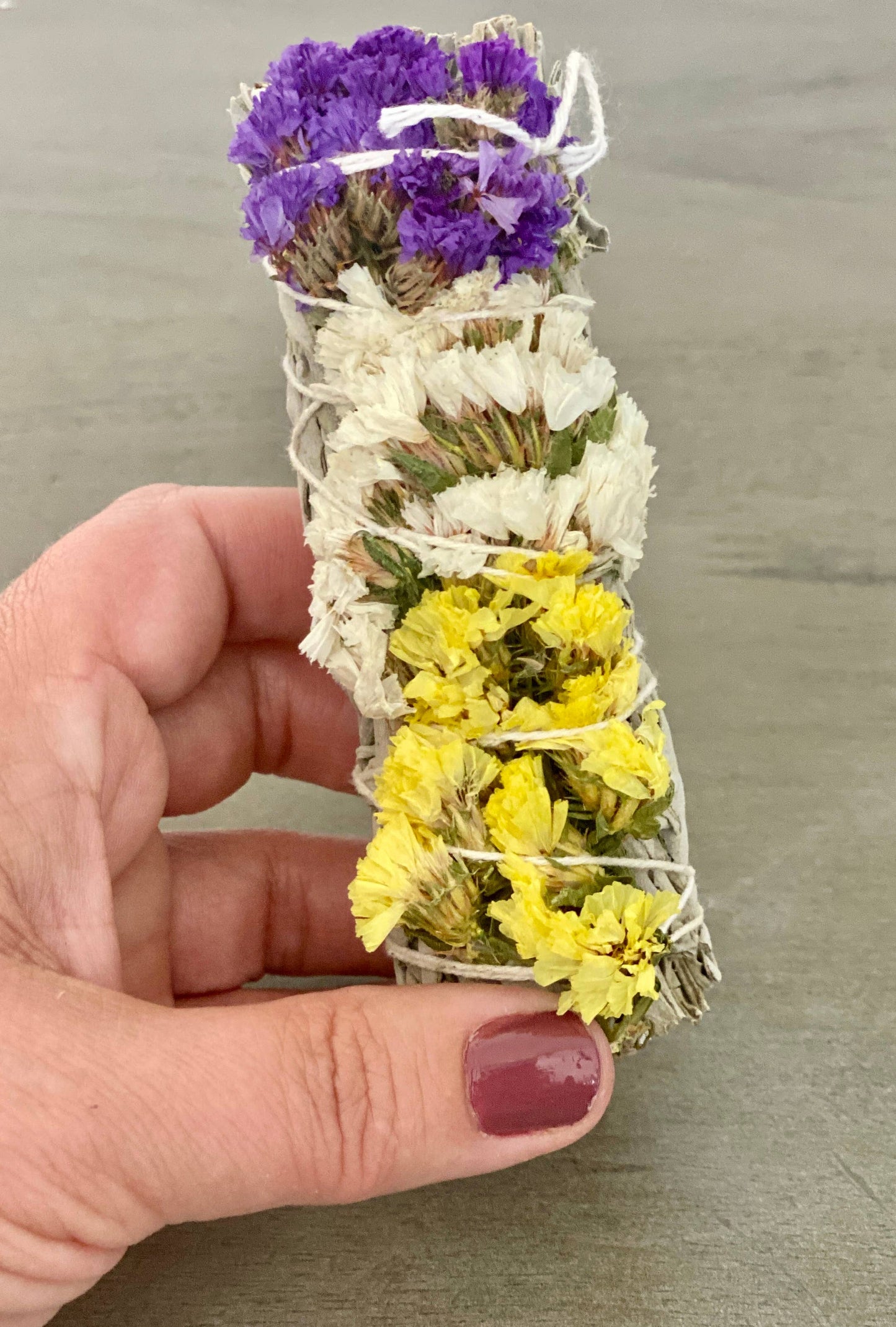 White Sage w/ Multi Sinuata Flowers Smudge Sticks in Bulk Picki Nicki