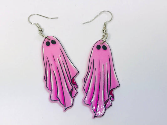 Acrylic Goth Earrings, Pink Ghost Earrings SimpleNGreat