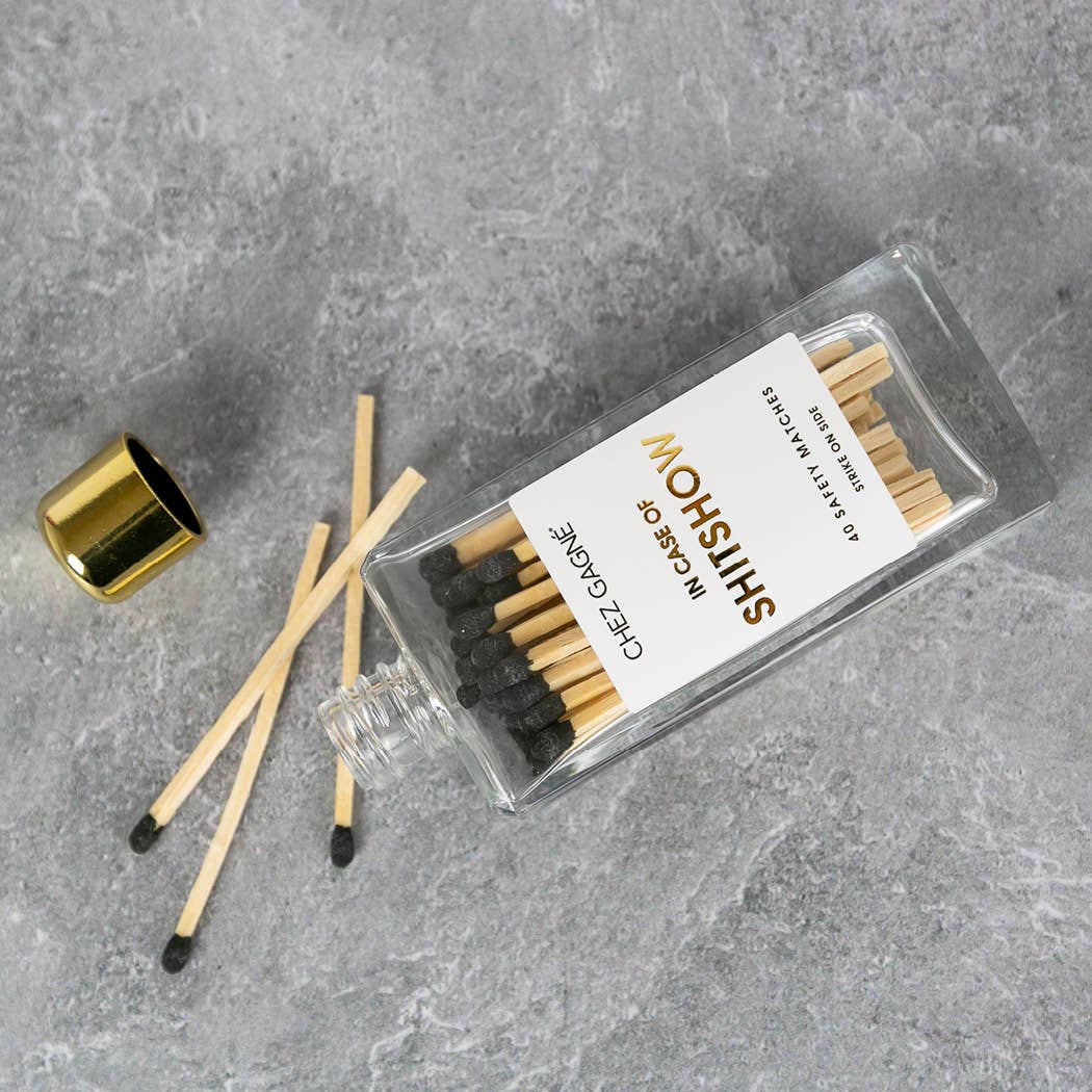 In Case of Shitshow Matches - Glass Bottle Matchsticks - Black Chez Gagné
