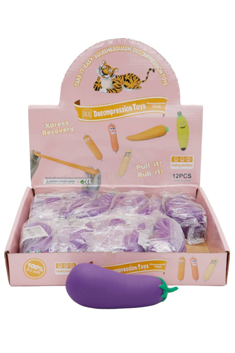 Eggplant Sand Filled Stretch Pull Soft Squishy Toy Cap Zone