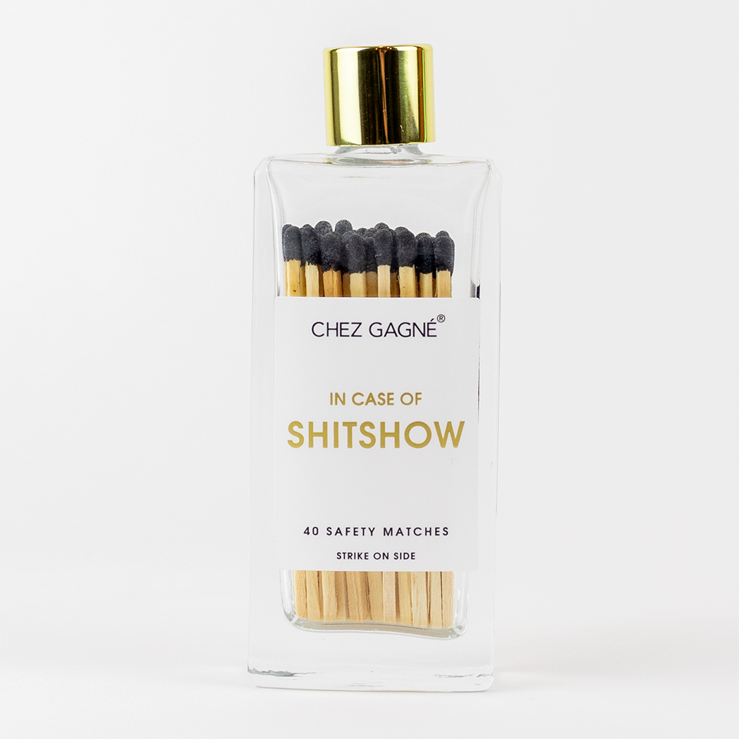 In Case of Shitshow Matches - Glass Bottle Matchsticks - Black Chez Gagné