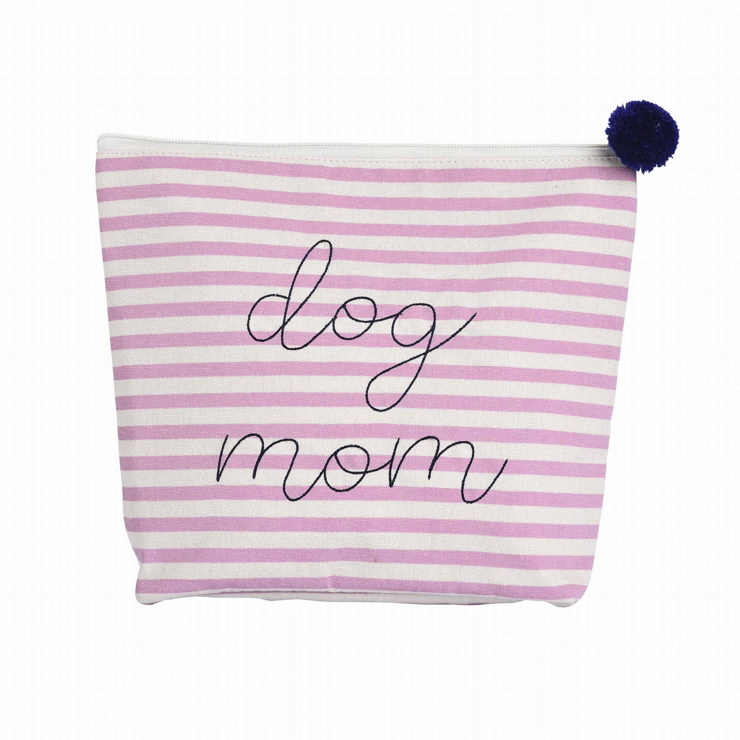 Large Cotton Blue Dog Mom Cosmetic Bag