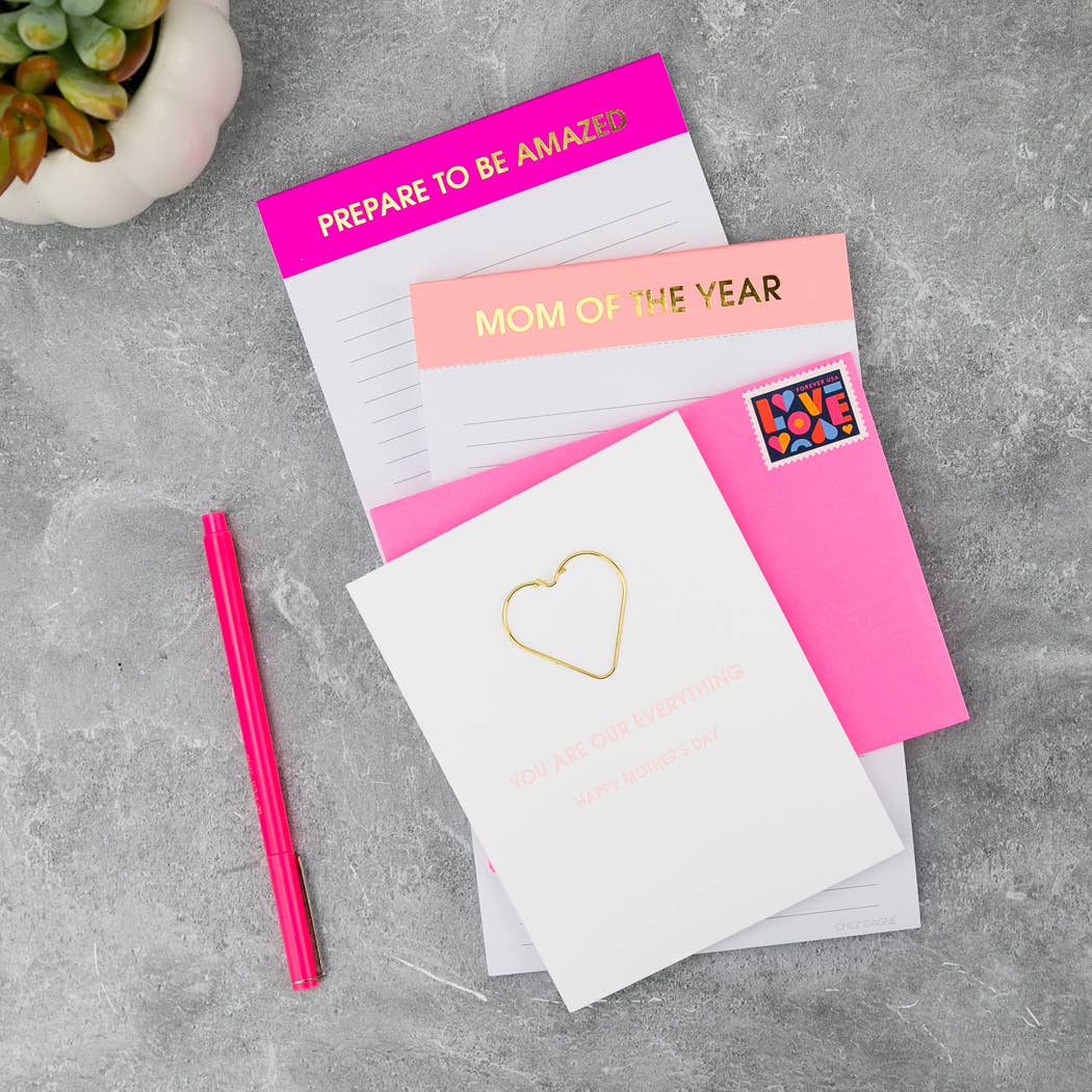 Mom of The Year - Lined Notepad - Perforated Sheets - Pink Chez Gagné