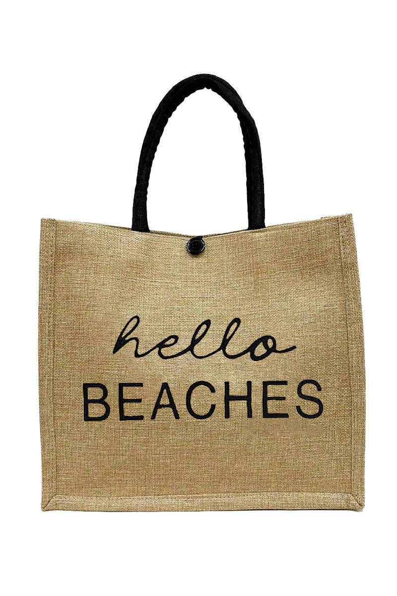 Beach Vibe Burlap Box Tote Beach Bag Cap Zone