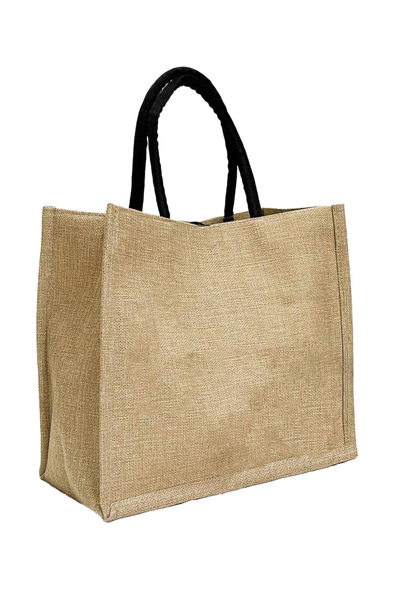 Beach Vibe Burlap Box Tote Beach Bag Cap Zone