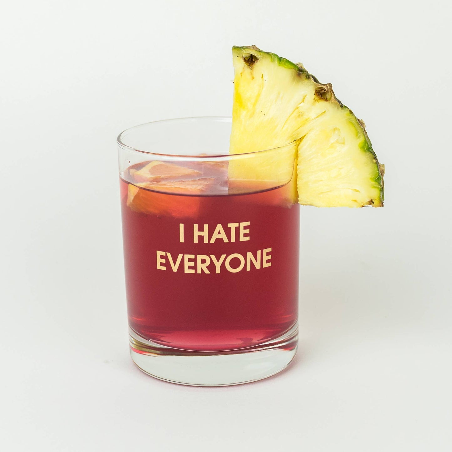 I Hate Everyone/Happiest Hour Gold Foil Rocks Glass