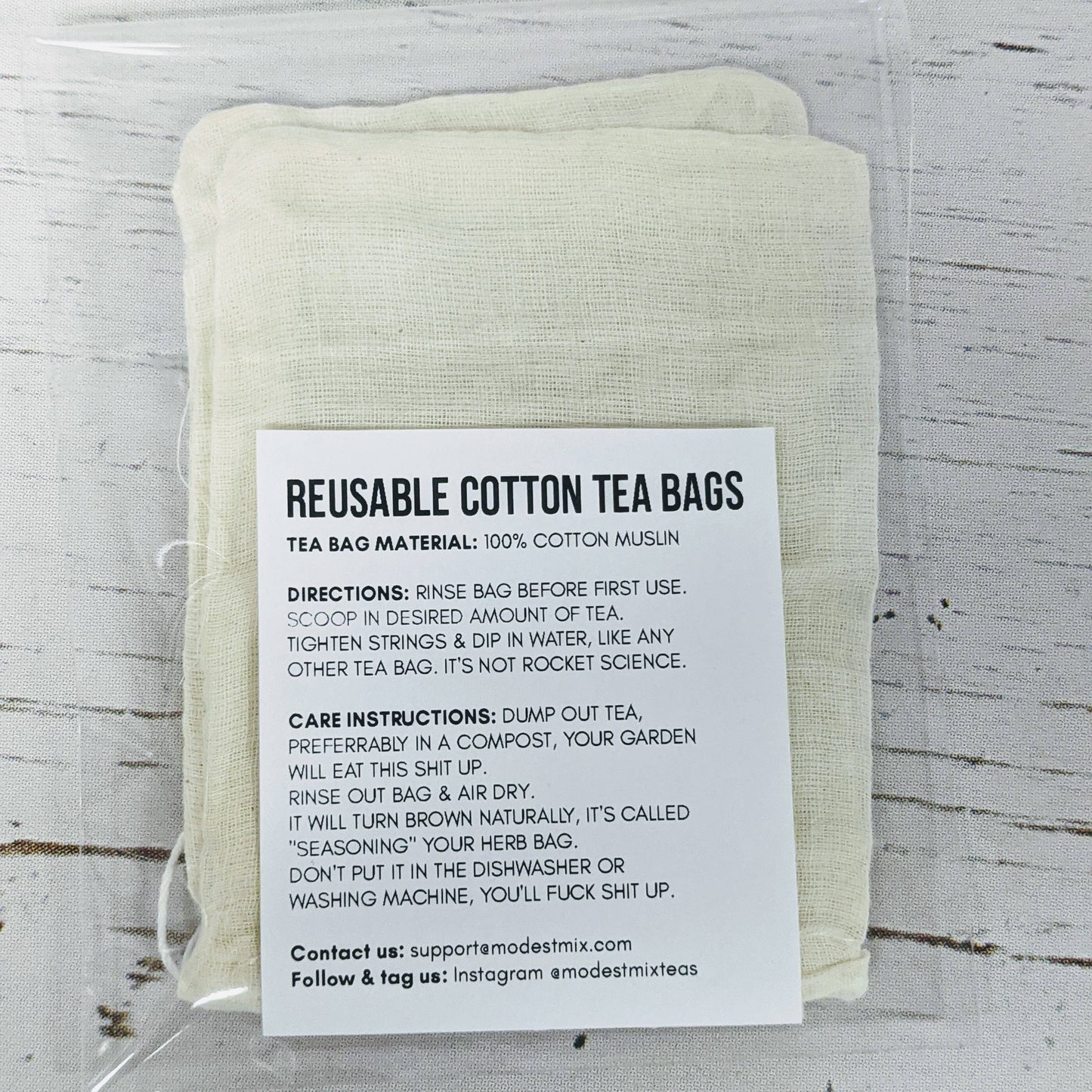 Reusable Cotton Tea Bags - 2 pack ModestMix Teas