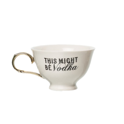 Porc This Might Be Vodka OversizedTeacup: White, Gold / 100%porcelain Totalee Gift