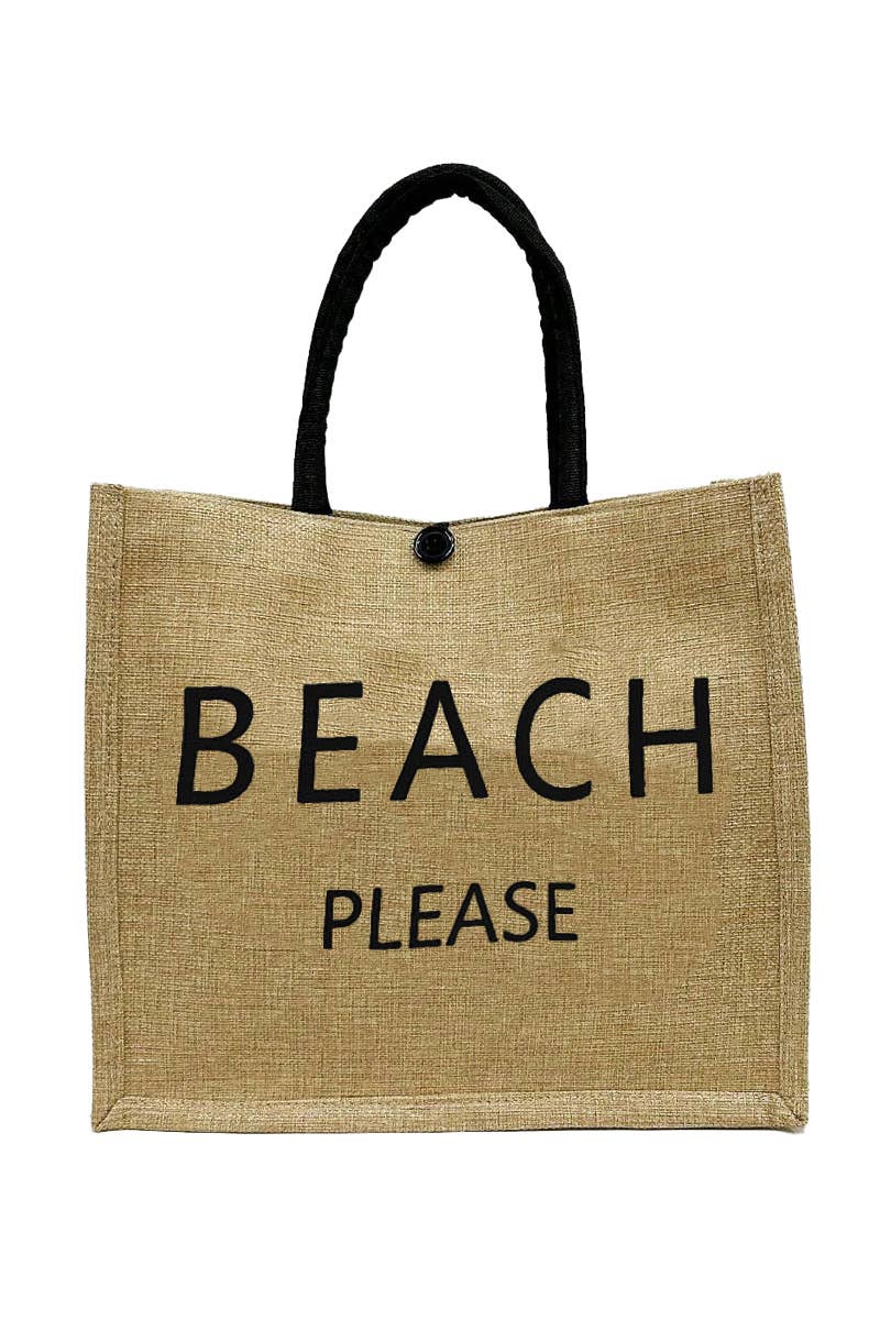 Beach Vibe Burlap Box Tote Beach Bag Cap Zone