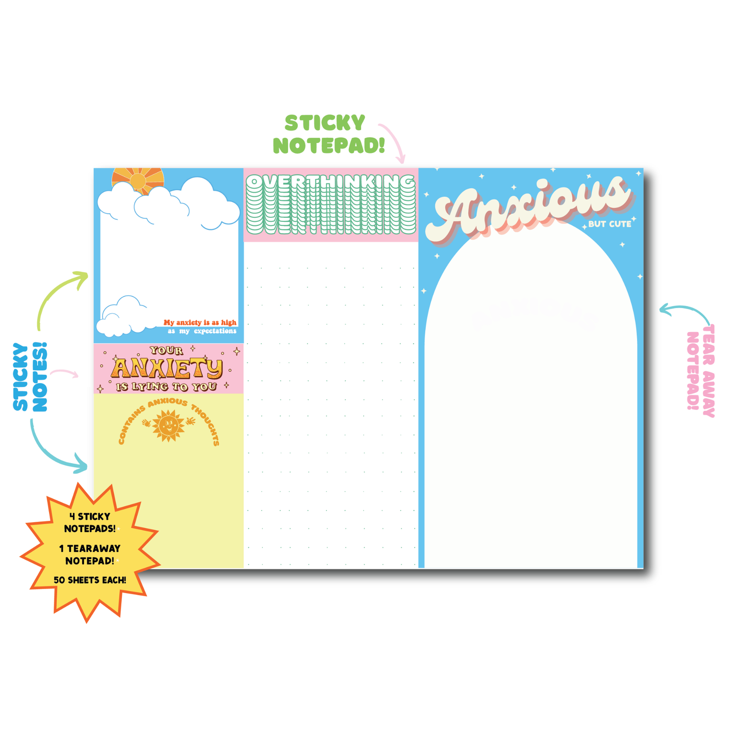 Anxiety Notepad (funny, gift,) FUN CLUB