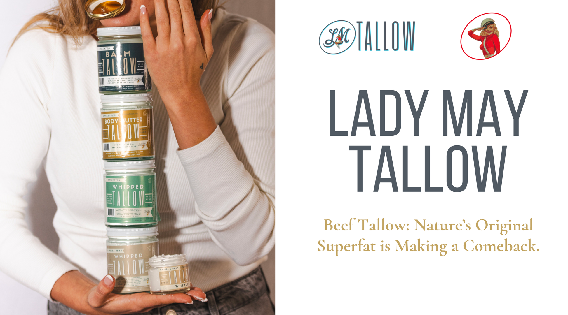 Vanilla Whipped Tallow Moisturizer | 100% Natural Skincare: 9oz Lady May Tallow