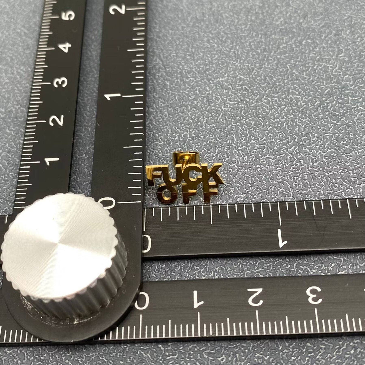 "Fuck Off" Gold-Plated Stainless Steel Stud Earrings – Bold Statement Jewelry