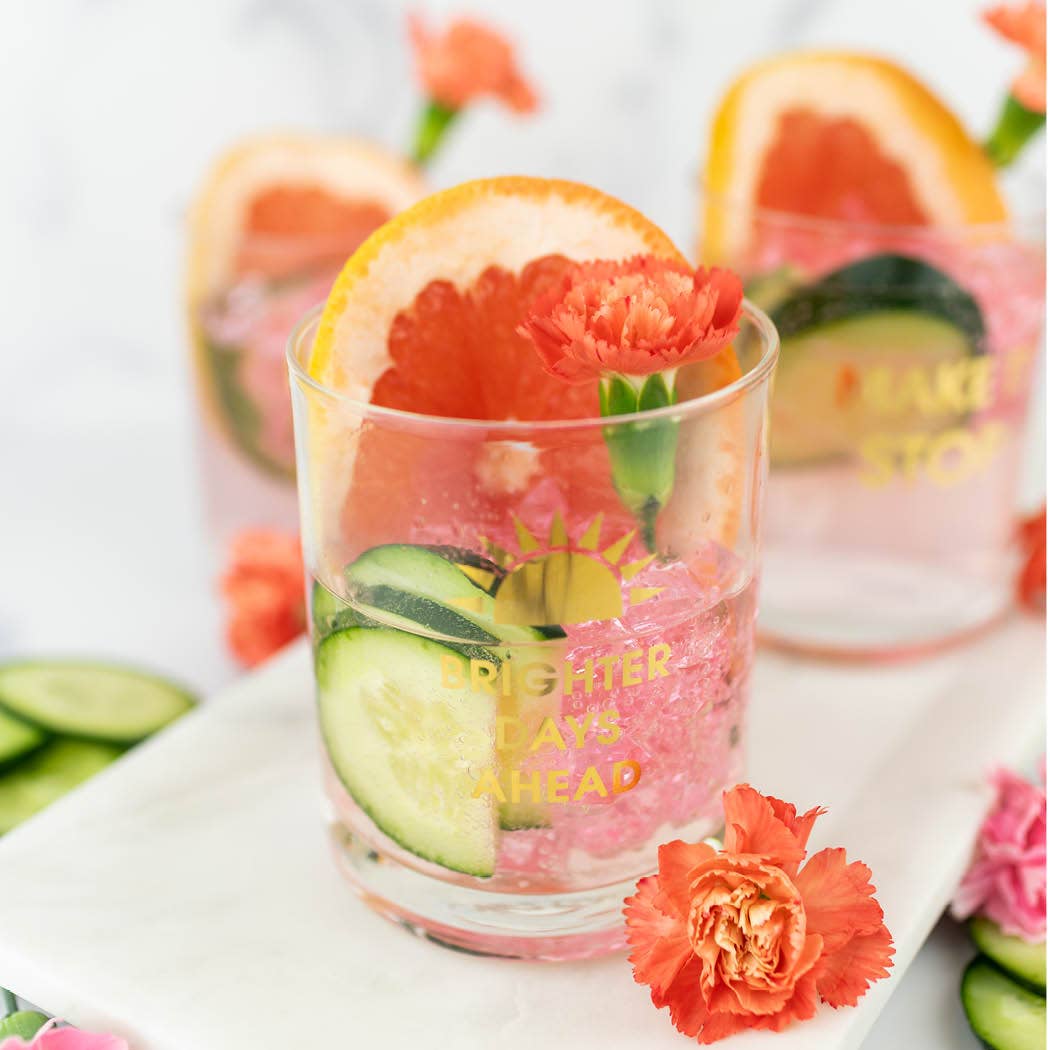 Brighter Days Ahead - Gold Foil Rocks Glass Chez Gagné