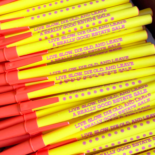 Live Slow Die Old Leave Good Estate Sale Ballpoint Pen Krystan Saint Cat