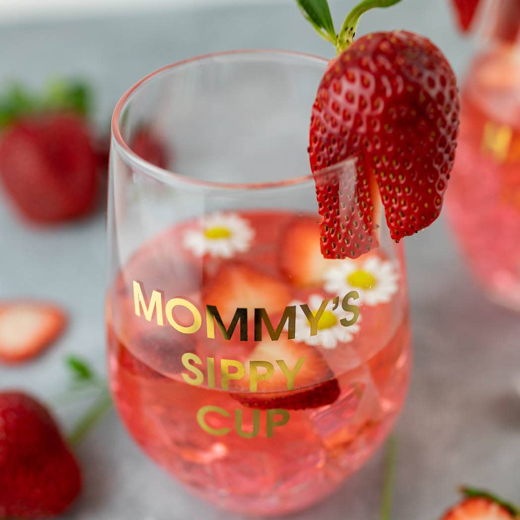 Mommy's Sippy Cup - Gold Foil Stemless Wine Glass Chez Gagné