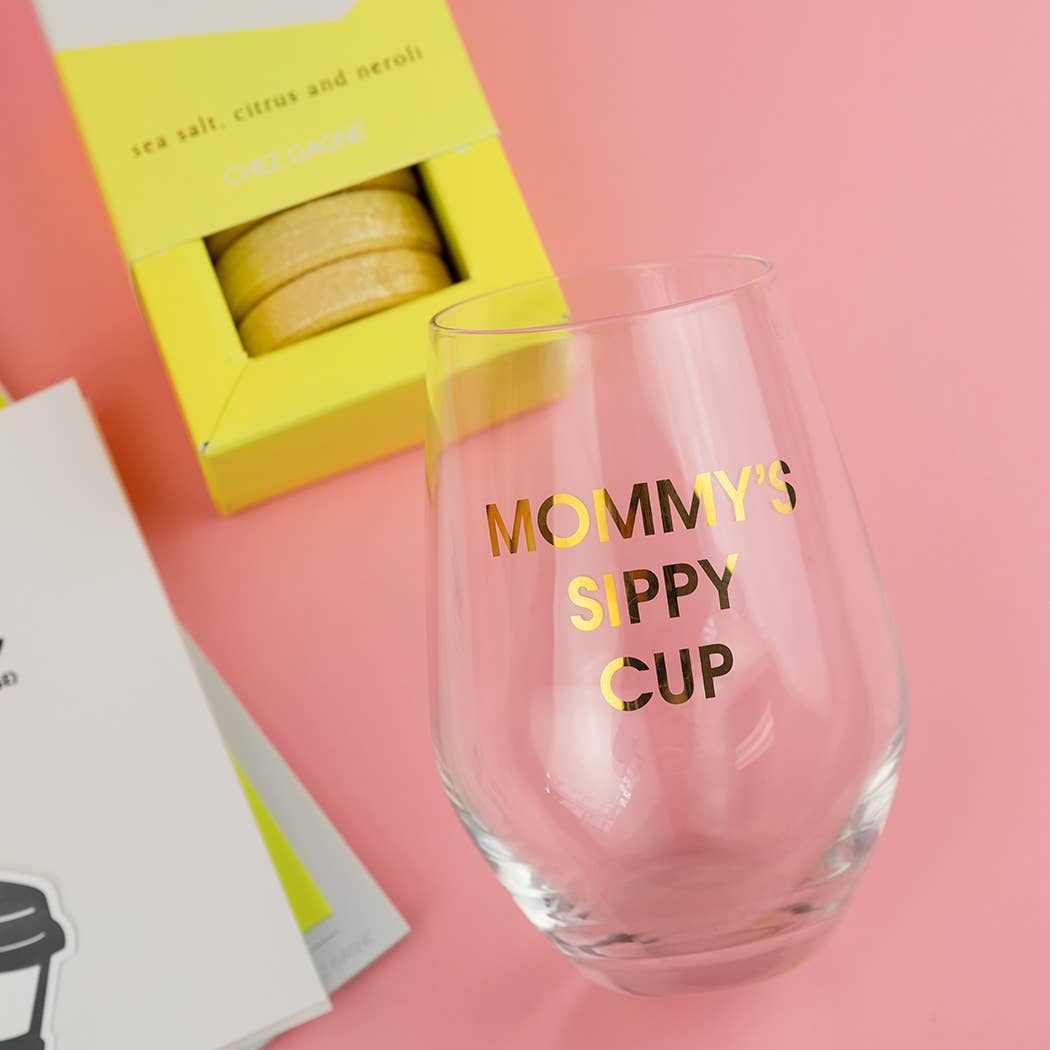 Mommy's Sippy Cup - Gold Foil Stemless Wine Glass Chez Gagné