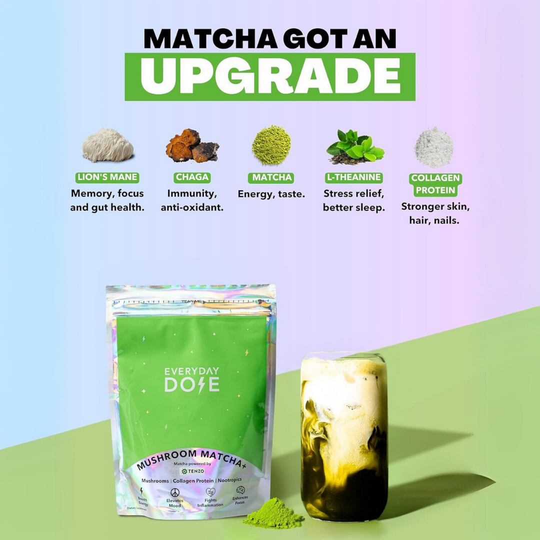 The Everyday Dose Mushroom Matcha+: Focus, Energy & Immunity Everyday Dose