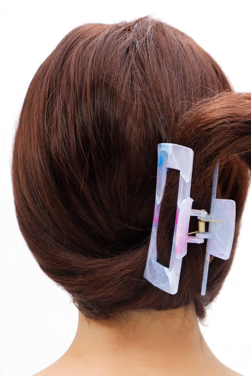 Wide Block Glossy Marble Tie Dye Hair Claw Cap Zone
