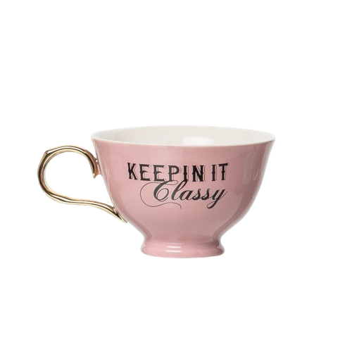Porc Keepin It Classy Oversized Teacup: Pink, Gold / 100%porcelain Totalee Gift