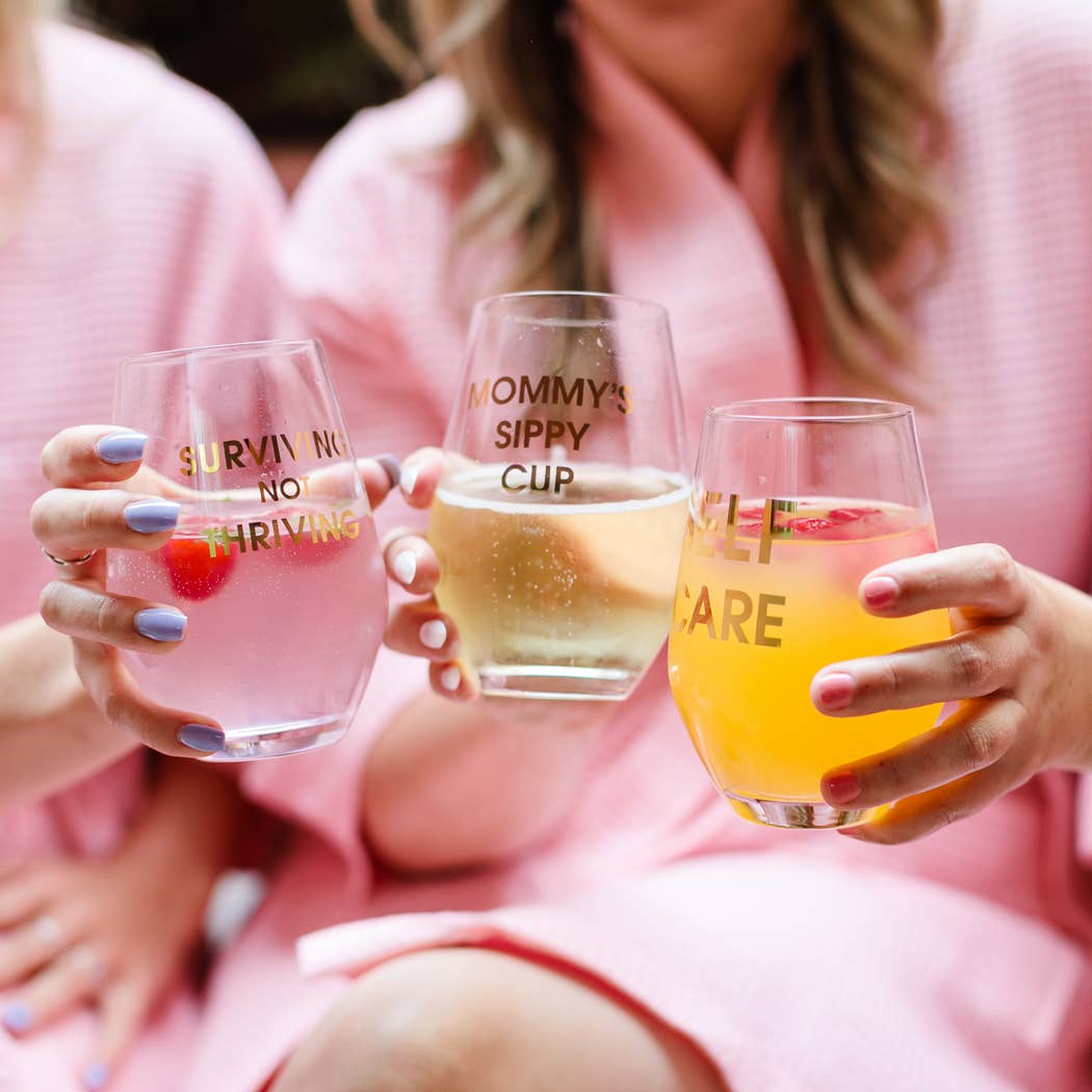 Mommy's Sippy Cup - Gold Foil Stemless Wine Glass Chez Gagné