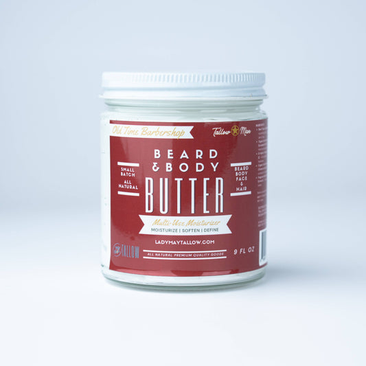 All-Natural Tallow Beard, Hair & Scalp Butter 9oz: OLD TIME BARBERSHOP Lady May Tallow