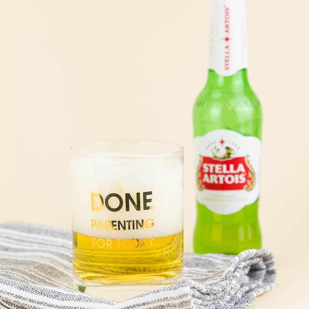 Done Parenting Today Gold Foil Rocks Glass