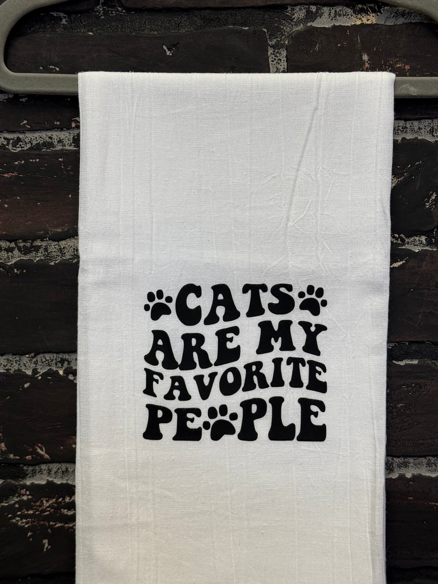 Cats are my favorite people, Tea towel Three Black Cats