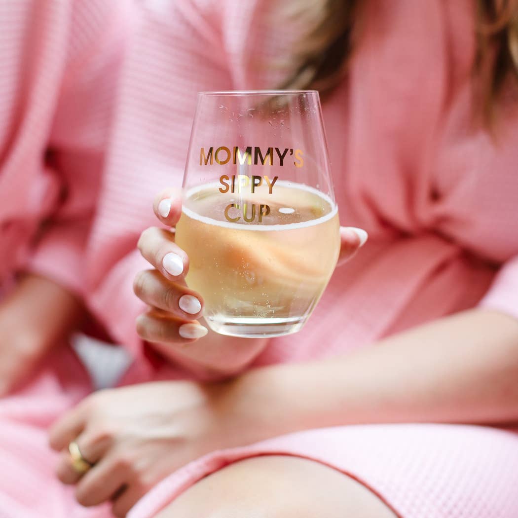 Mommy's Sippy Cup - Gold Foil Stemless Wine Glass Chez Gagné