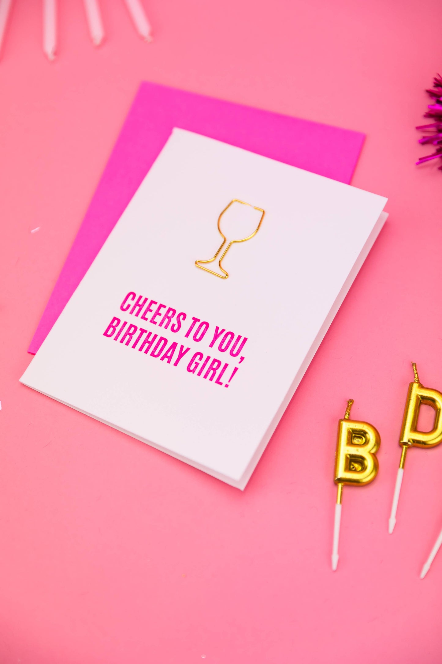 Cheers Birthday Girl Paper Clip Letterpress Greeting Card Chez Gagné
