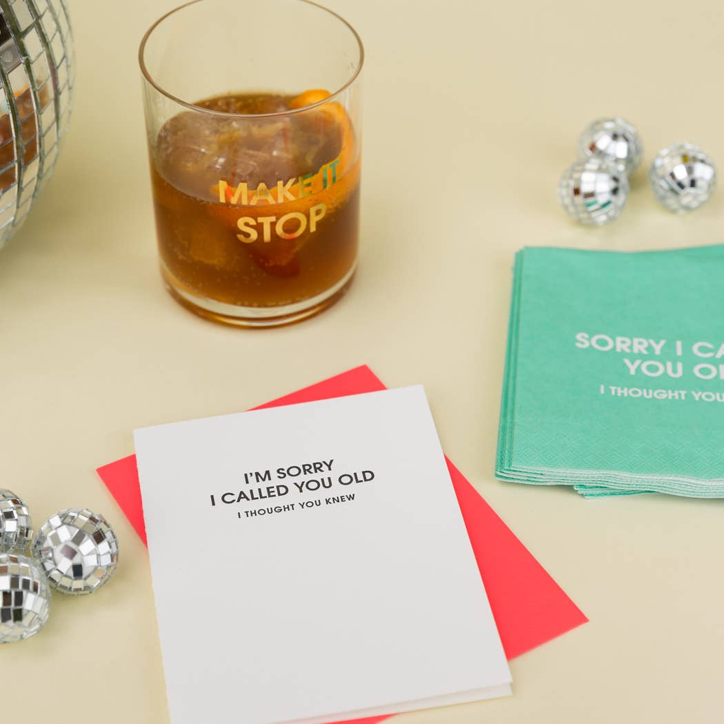 Make It Stop - Gold Foil Rocks Glass Chez Gagné