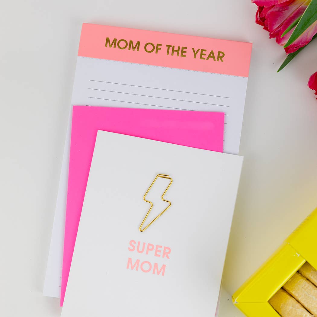 Mom of The Year - Lined Notepad - Perforated Sheets - Pink Chez Gagné