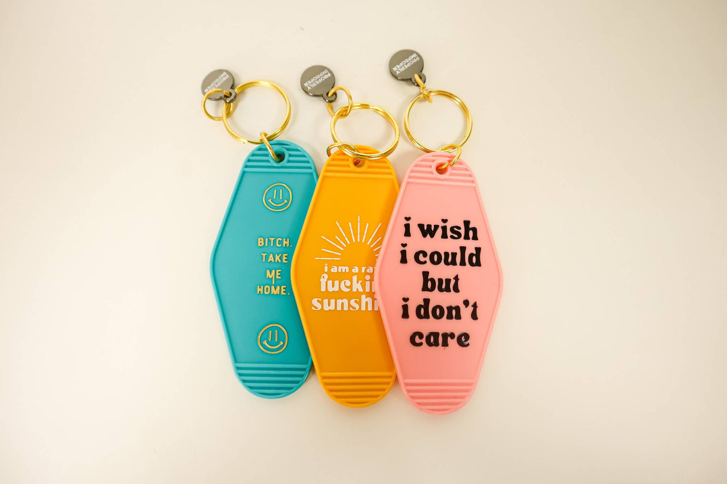 I Am A Ray Of Fucking Sunshine - Hot Stamped Motel Keychain Properly Improper