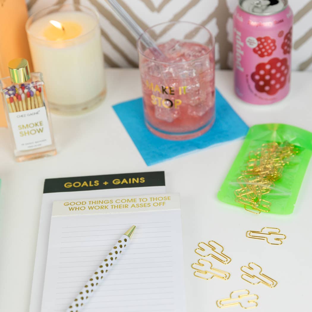 Make It Stop - Gold Foil Rocks Glass Chez Gagné