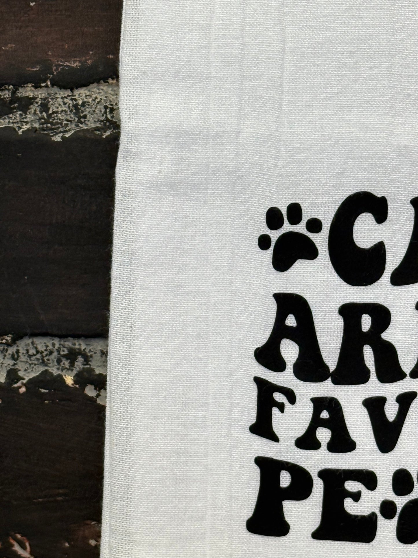 Cats are my favorite people, Tea towel Three Black Cats