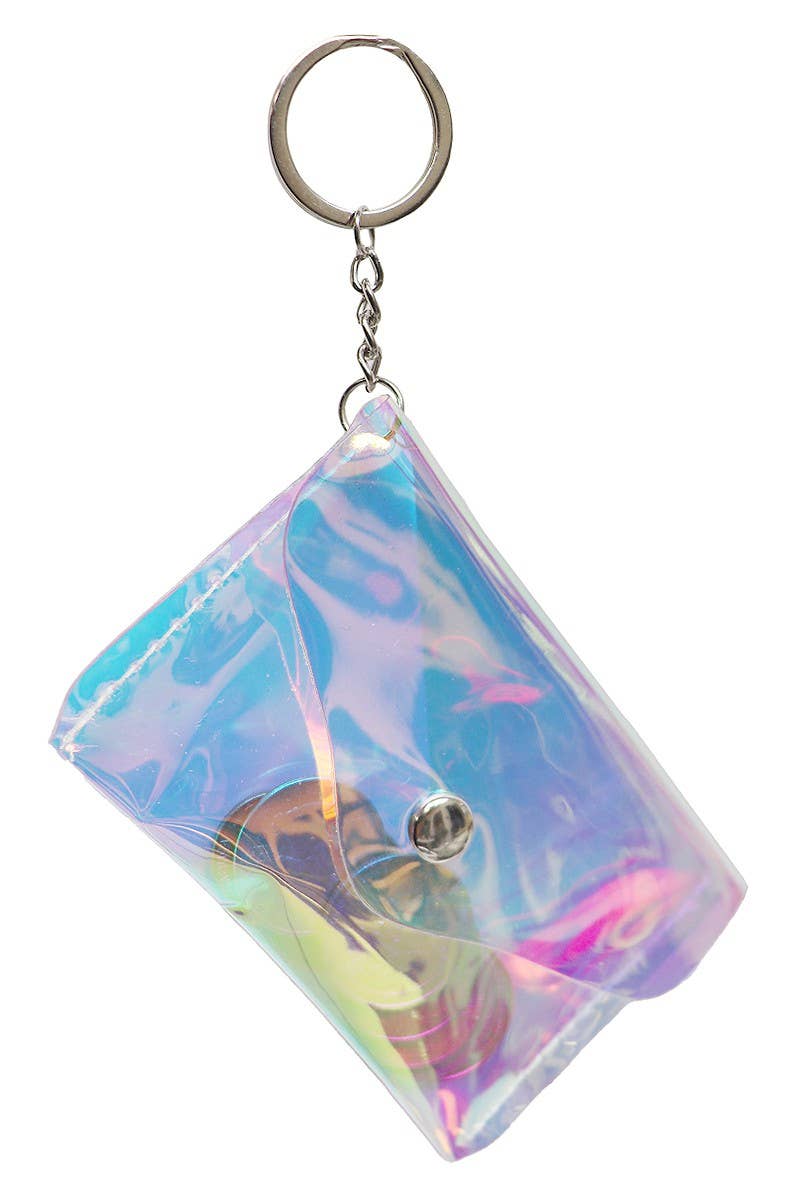 Iridescent Glossy PVC Pouch Coin Purse Bag Cap Zone