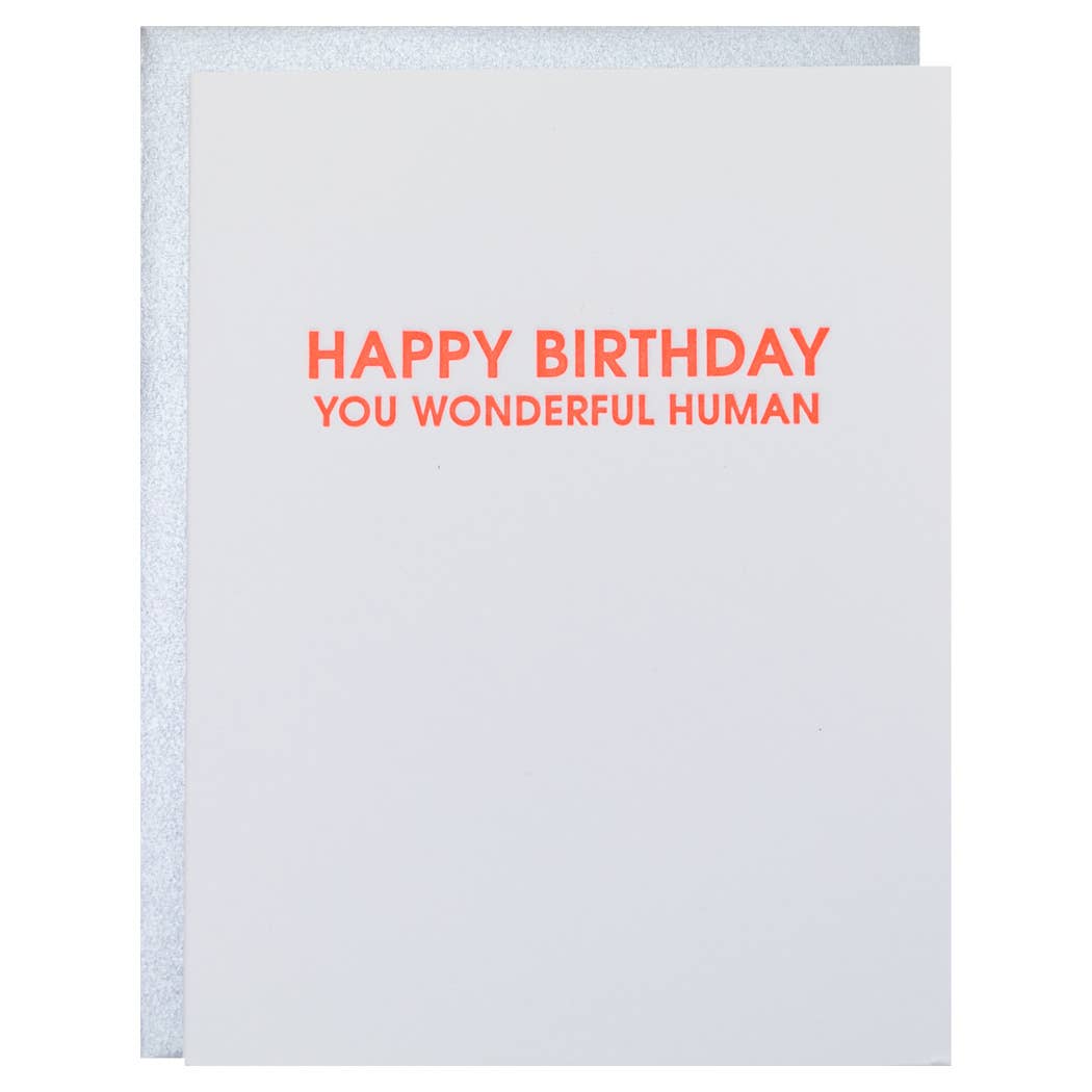 Wonderful Human Birthday Letterpress Birthday Greeting Card Chez Gagné