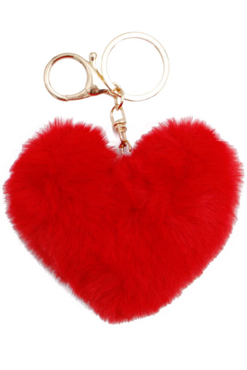 Warm Heart Fuzzy Faux Fur Pom Pom Key Chain Cap Zone