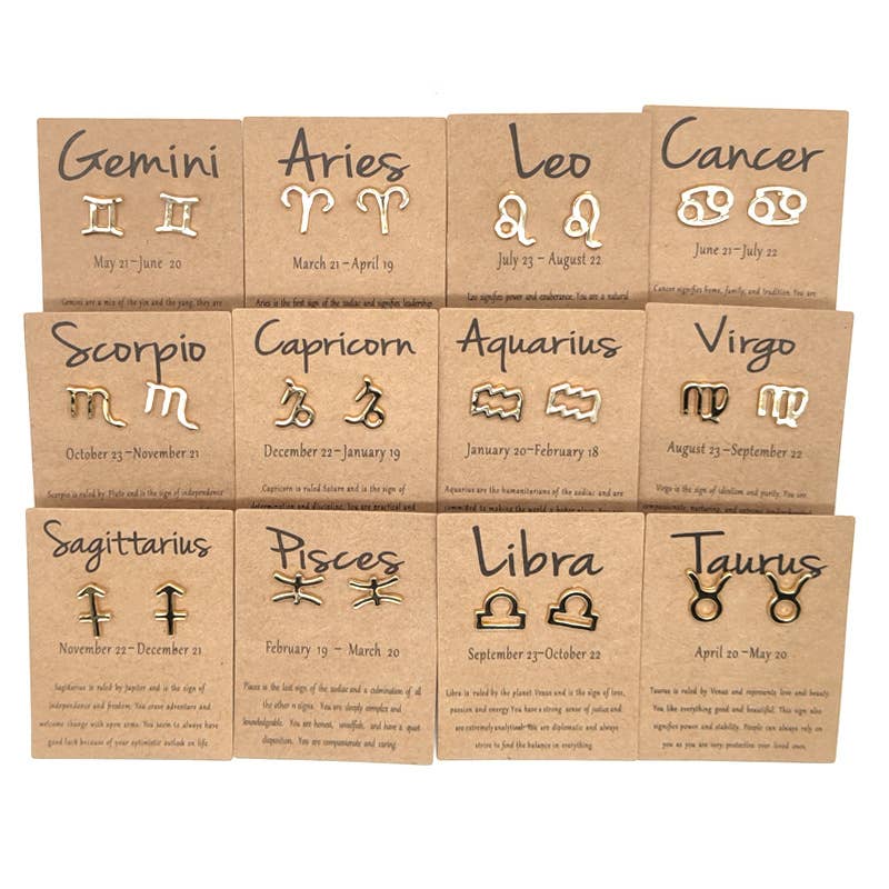 Dainty Gold Zodiac Earrings