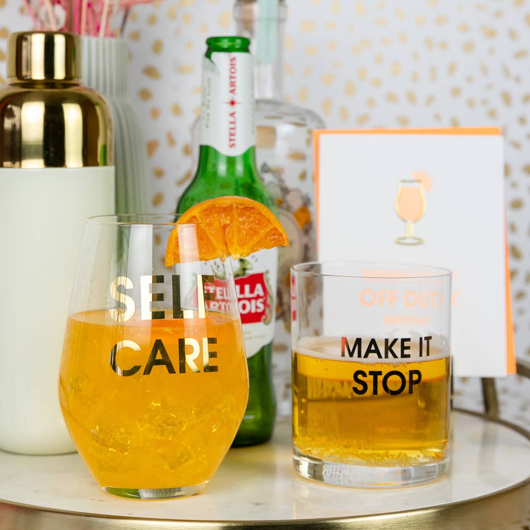 Make It Stop - Gold Foil Rocks Glass Chez Gagné