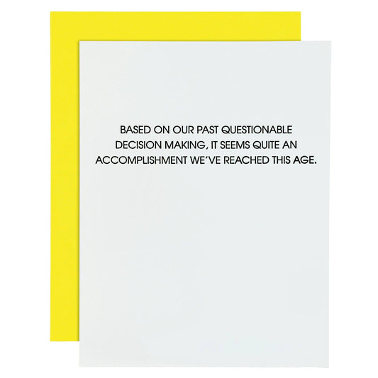 Questionable Decision Making Letterpress Greeting Card Chez Gagné