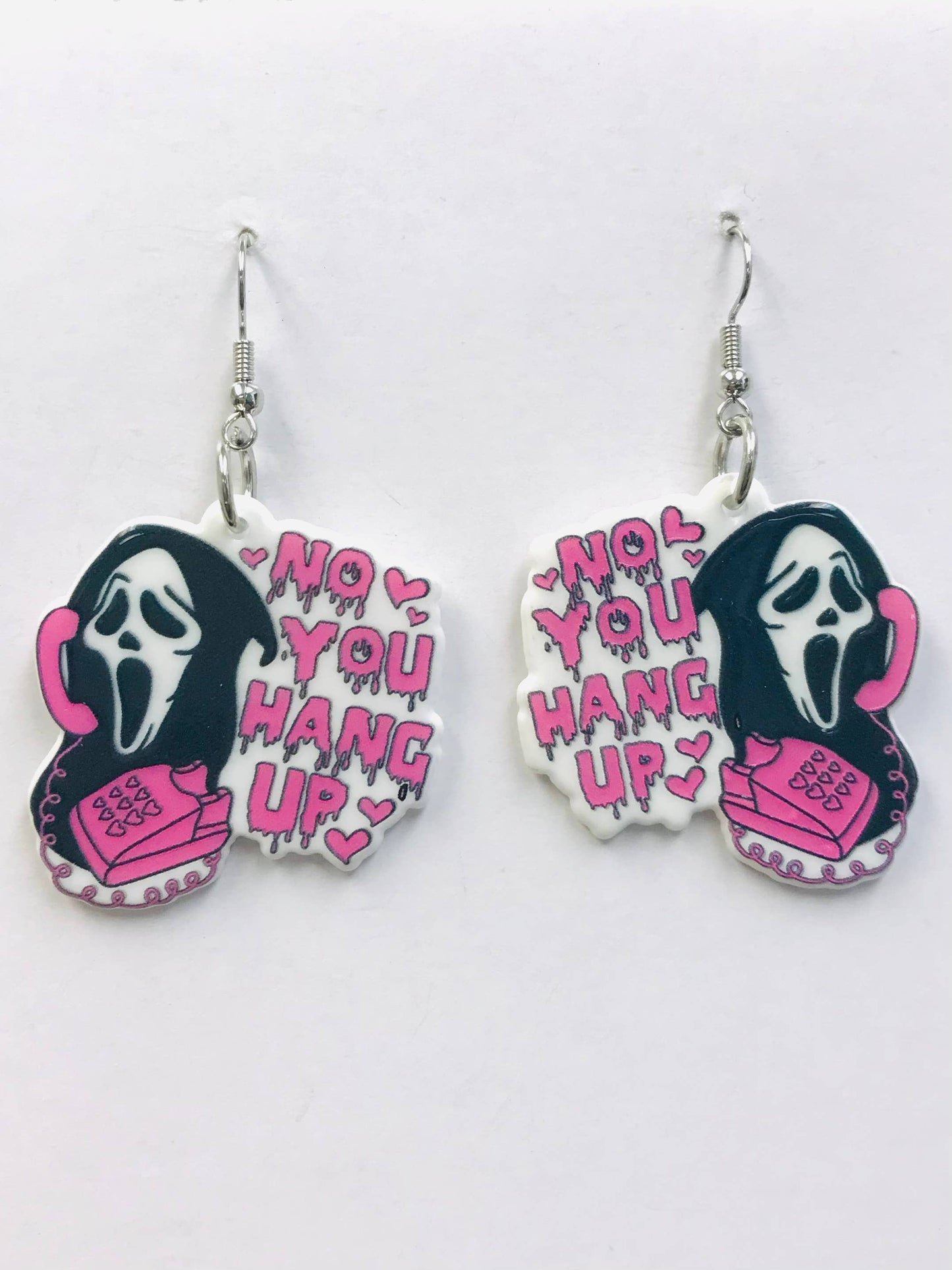 Acrylic Ghost No You Hang Up Scream Earrings SimpleNGreat