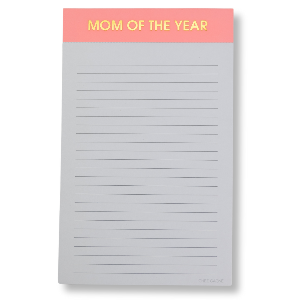 Mom of The Year - Lined Notepad - Perforated Sheets - Pink Chez Gagné