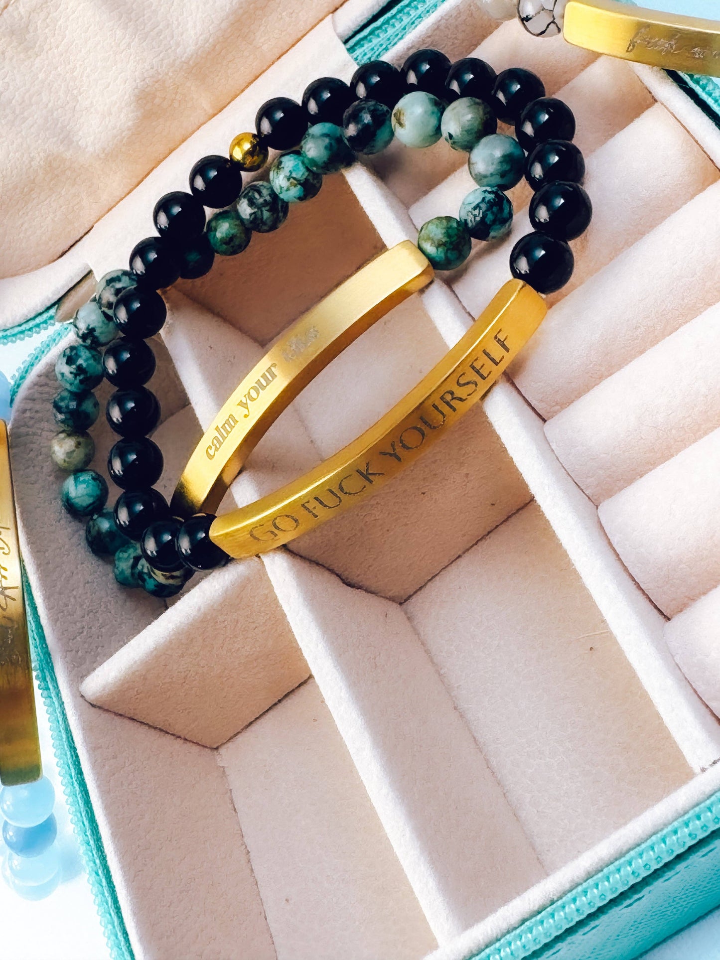 F*ck Around and Find Out Bracelet: Evergreen (Turquoise/Green)