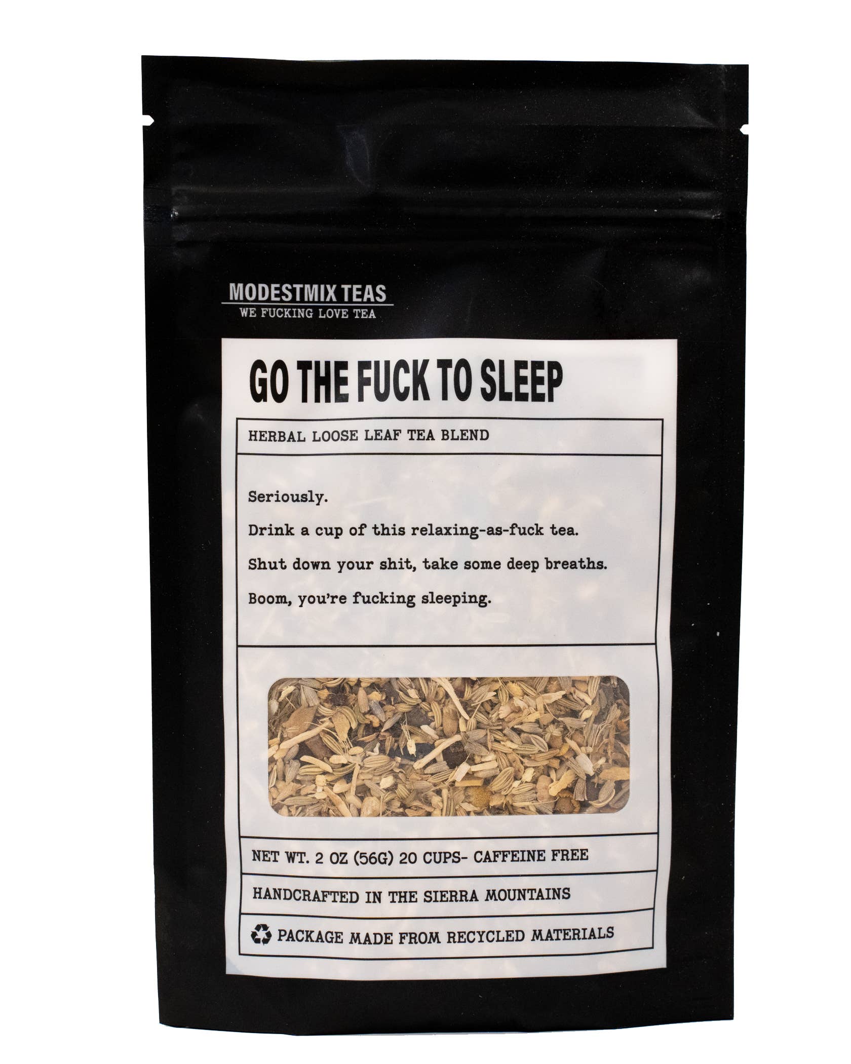 Go the Fuck to Sleep: herbal loose leaf tea blend ModestMix Teas