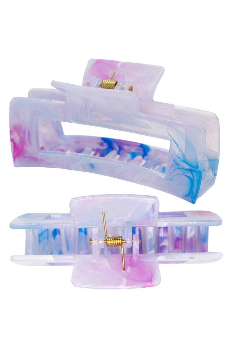 Wide Block Glossy Marble Tie Dye Hair Claw Cap Zone