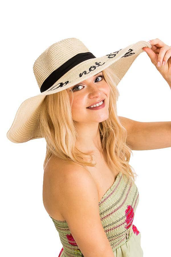 Do Not Disturb Embroidered Floppy Sun Hat: Beige Cap Zone