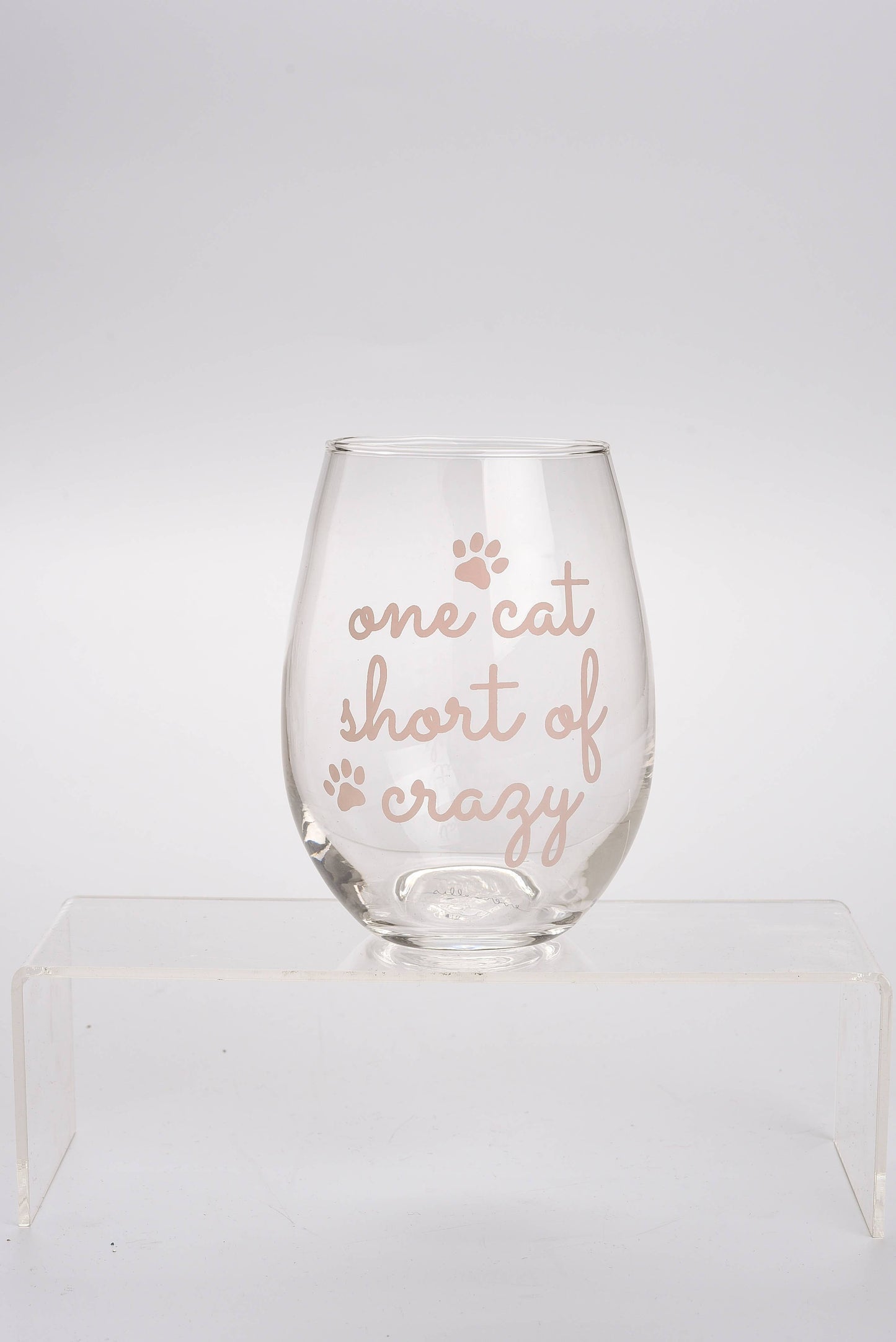 One Cat Short Of crazy Wine Glass