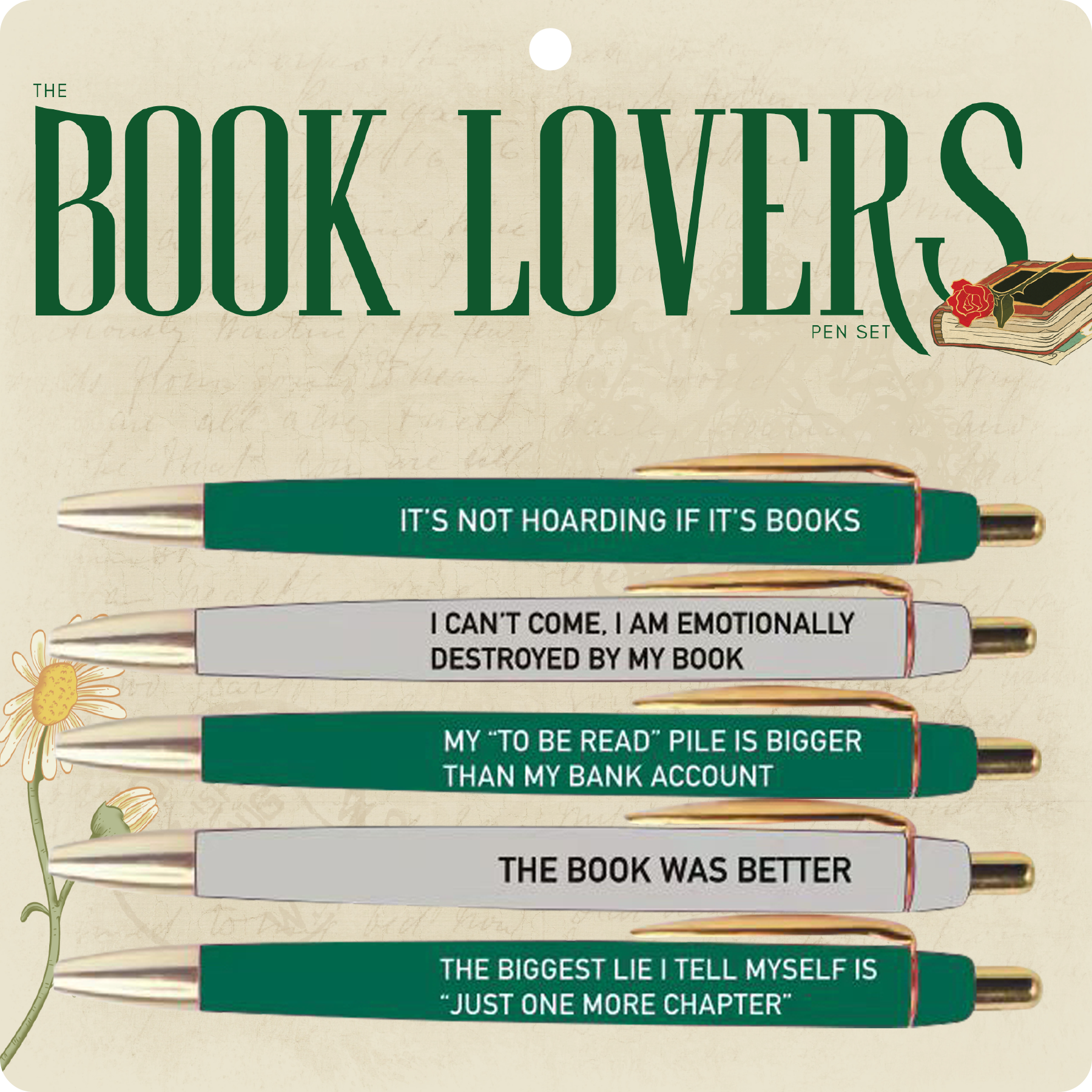 Book Lovers Pen Set (funny, gifts, pens, stationery) FUN CLUB