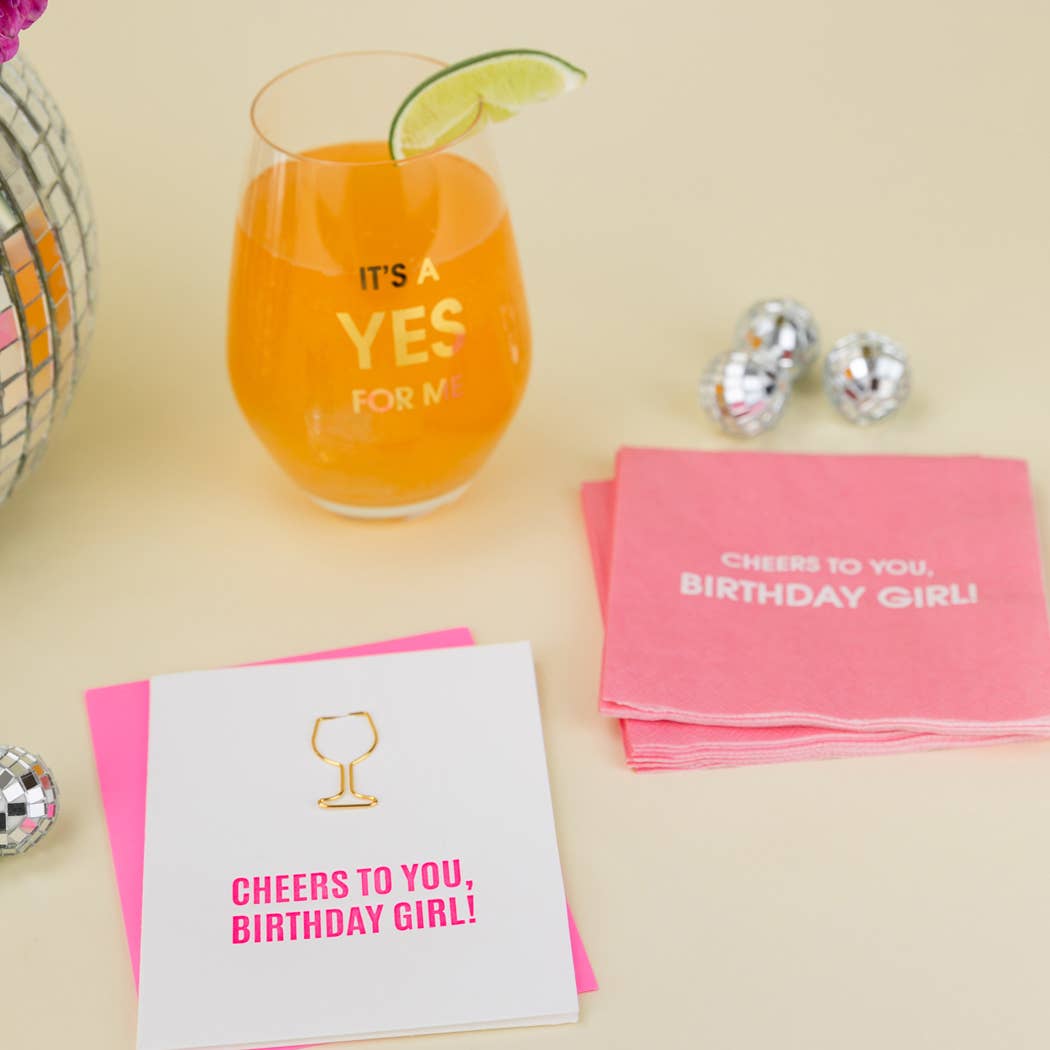 Cheers Birthday Girl Paper Clip Letterpress Greeting Card Chez Gagné