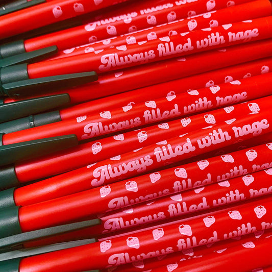 Always Filled With Rage Strawberry Retro Ballpoint Pen Krystan Saint Cat